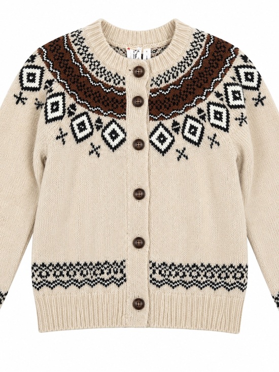Marine Layer Sweaters - Marine Layer Women’s Ava Fair Isle Button-Up Cardigan - Beige, Brown, Black